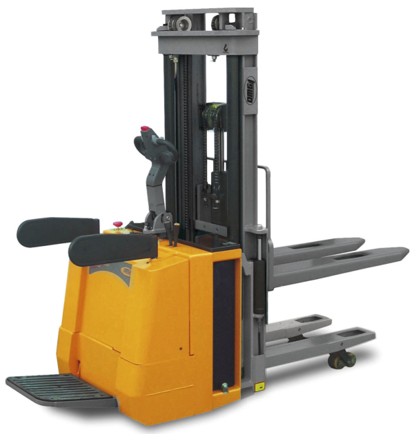 Stacker with rider platform